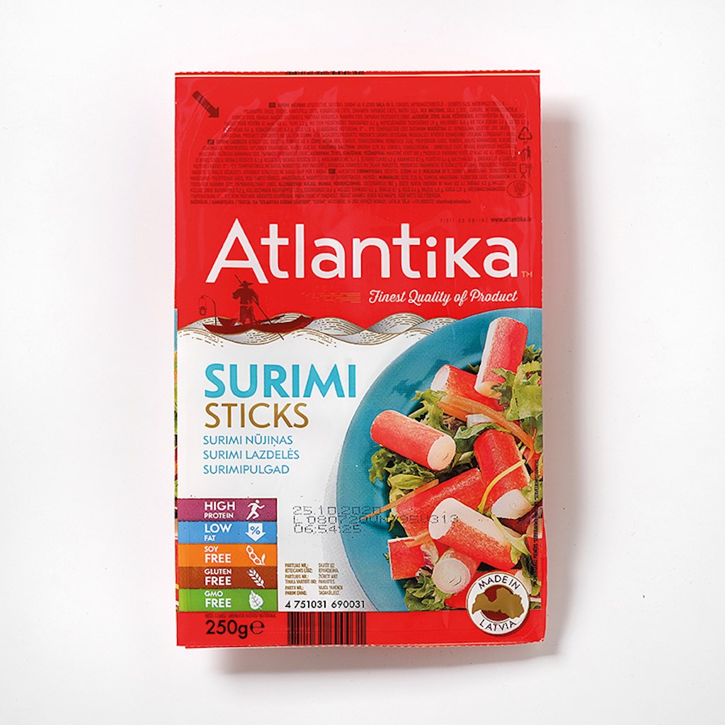 250g Atlantika Surimi Krabbenstäbchen +6°C // Палочки крабовые Сурими 