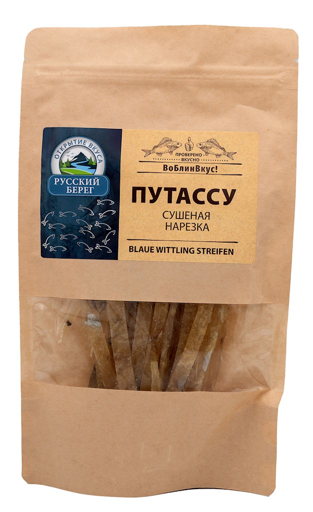 100g Russkij Bereg Blaue Wittling Streifen (Putassu) // Русский Берег Полоски Путассу 