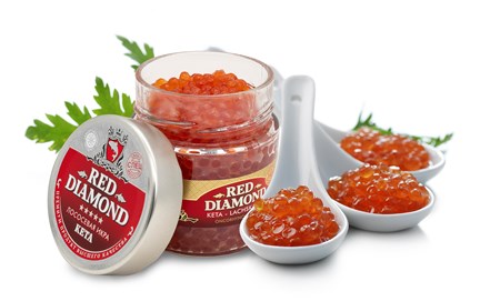 200g Red Diamond Kaviar Keta Prem. Glas -18°C // Икра кеты, зернистая малосол