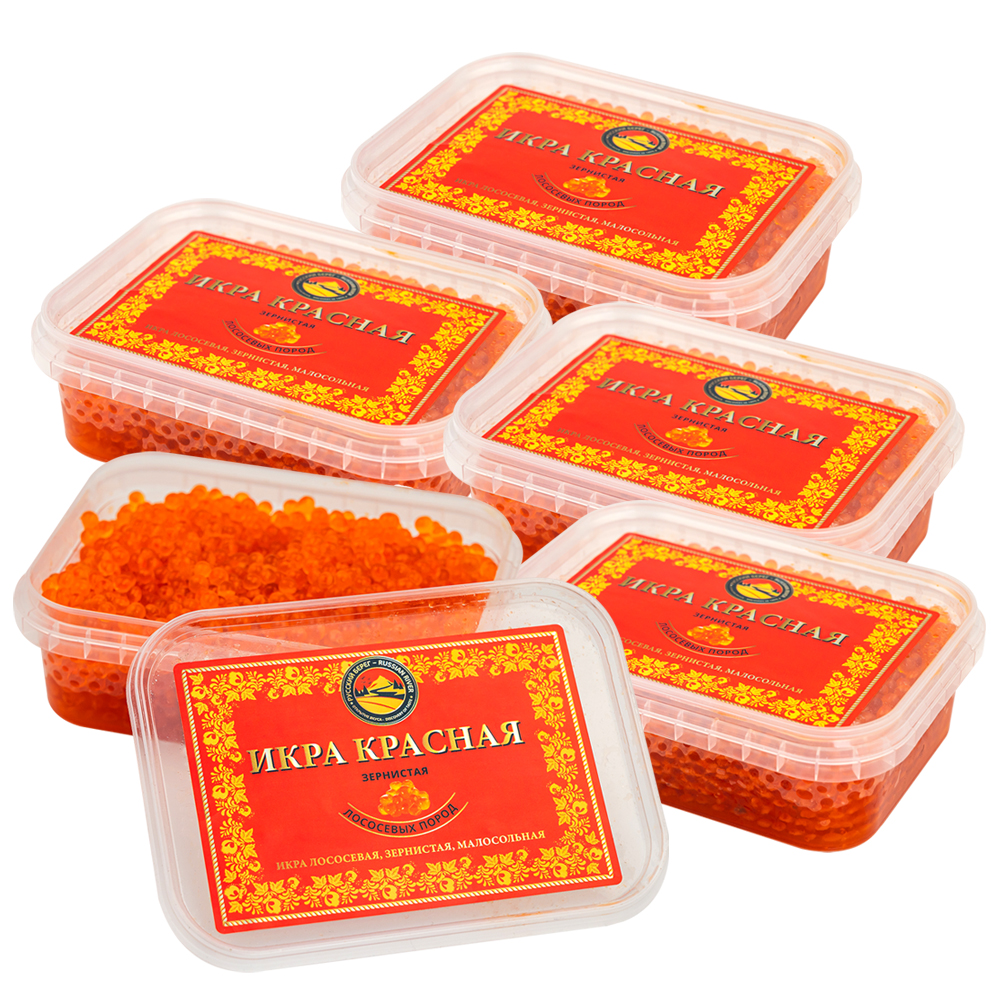 5xKAVIAR_ruskij_bereg 1.250g Russkiy Bereg Lachskaviar 5X250g Gorbuscha Wildfang OHNE KONSERVIERUNGSSTOFFE t/k -18°C ИКРА