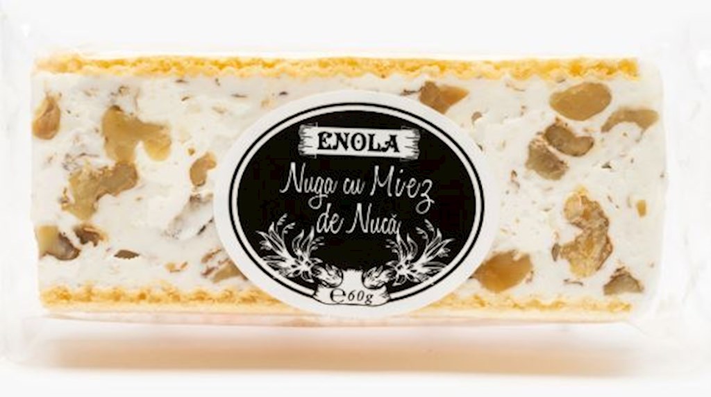 60g ENOLA Weißer Nugat mit Walnüsse und Waffeln // Белая нуга с грецкими орехами и вафлями
