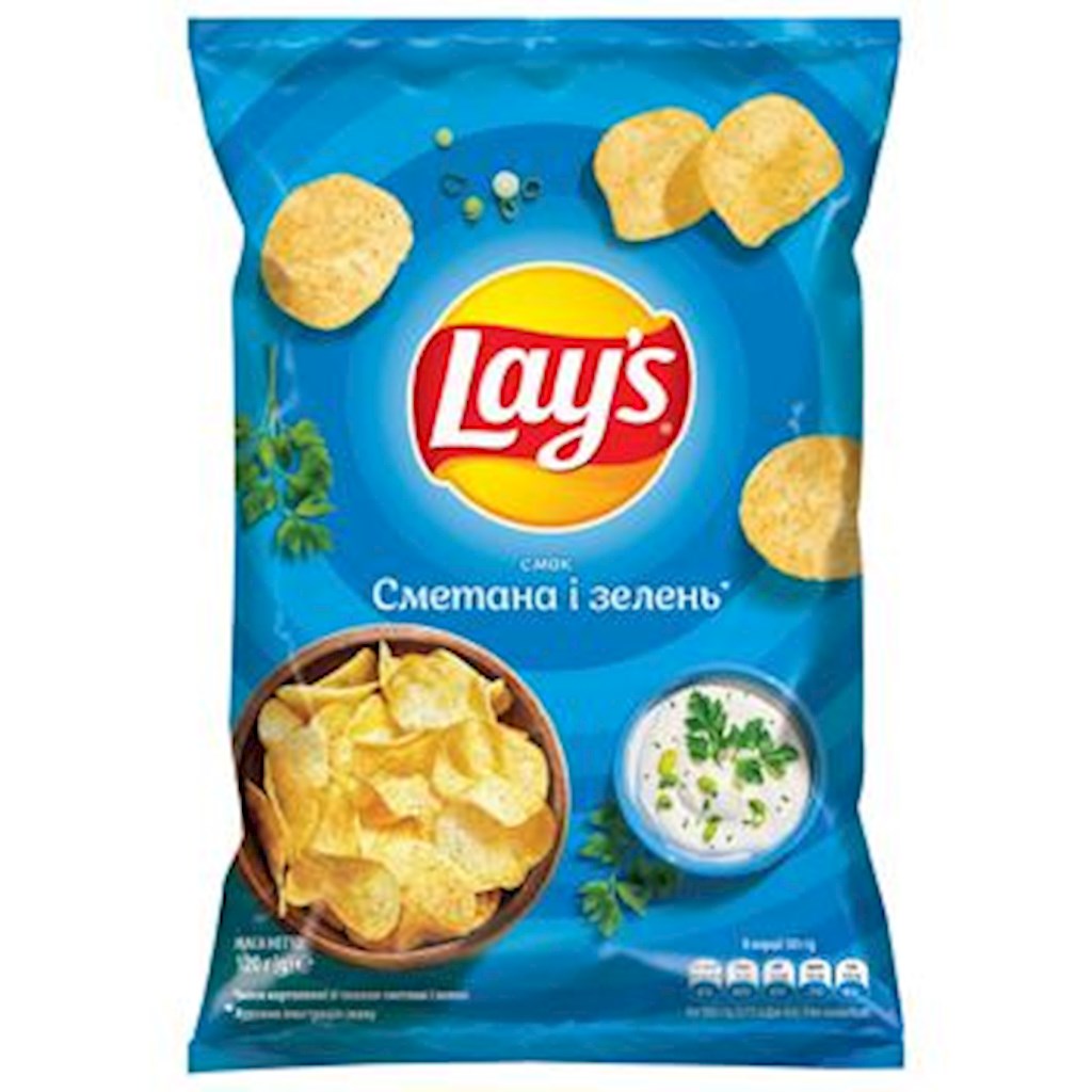 120g  Lays Kartoffelchips mit Sauerrahm/Kräutergeschmack // Картофельные чипсы Lay's со вкусом сметаны и зелени