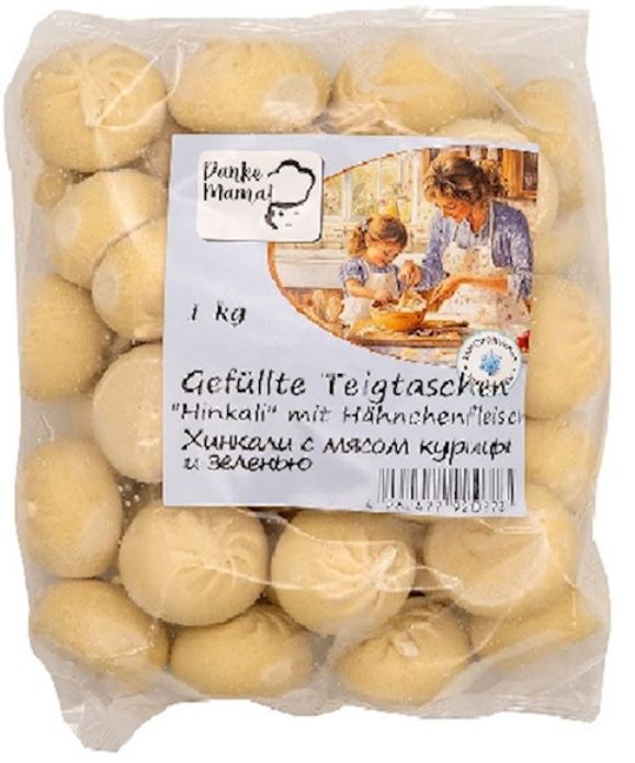 1 kg Spasibo Mama Hinkali mit Hähnchenfleisch  //Спасибо Мама Хинкали с мясом курицы и зеленью