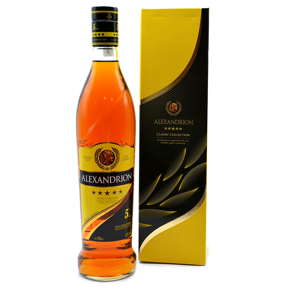 alx1 0,7 Liter Alexandrion 5 STERNE Classic Collection Alc.37,5% Vol. Flaschenkarton РУМЫНСКИЙ КОНЬЯК