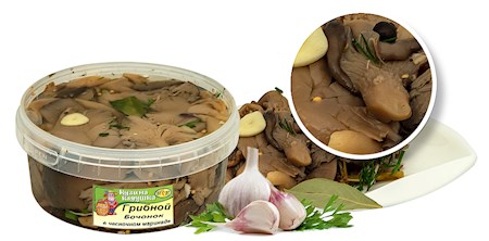 500g Kuz.Kad. Pilzfäßchen mit Austernpilze + Zwiebeln // Грибной Бочонок вешенка с луком
