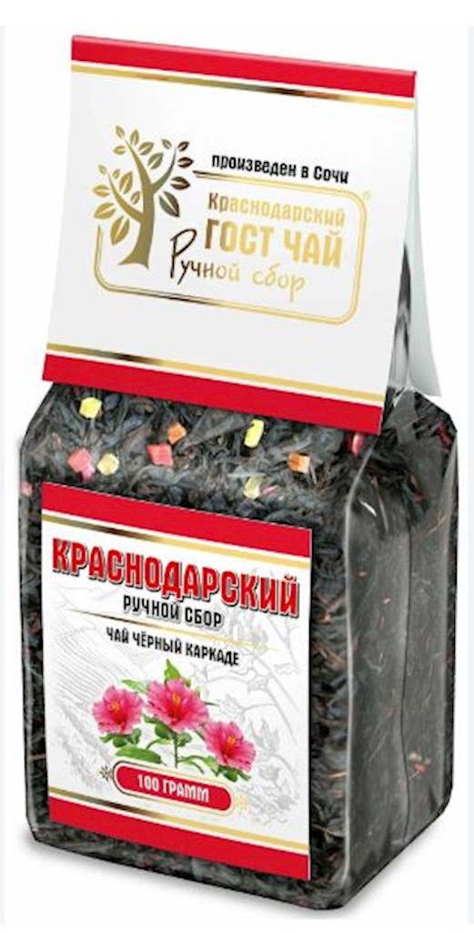 100g KrasnodarGostTee Schwarzer Tee „Karkade“   // Черный чай «Каркаде» 