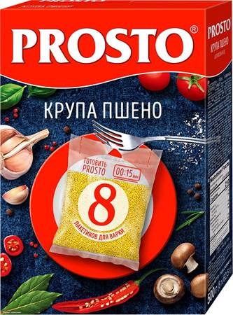 500g Hirse PROSTO® 8 x Kochbeutel ПШЕНО ШЛИФОВАННОЕ В ВАРОЧНЫХ ПАКЕТИКАХ