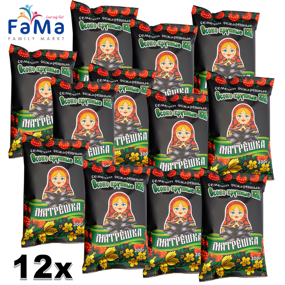 10+2 Sonnenblumenkerne Matröschka 3.6kg schwarz geröstet 2 Packungen GRATIS 300g Pack