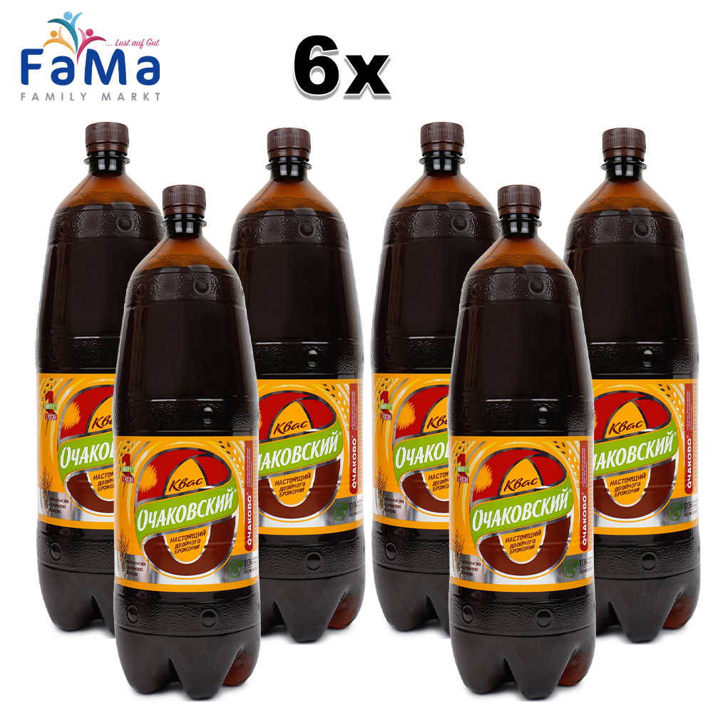 12 Liter Kwas Malzgetränk Ochakovo 6er Pack 2L Flasche ALKOHOLFREI INKL PFAND 1,5€