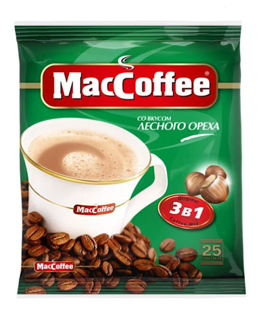 450g MacCoffee Instant-Kaffeedrink mit Haselnuss 25er Pack // Растворимый кофейный напиток (3 в 1) с орехом