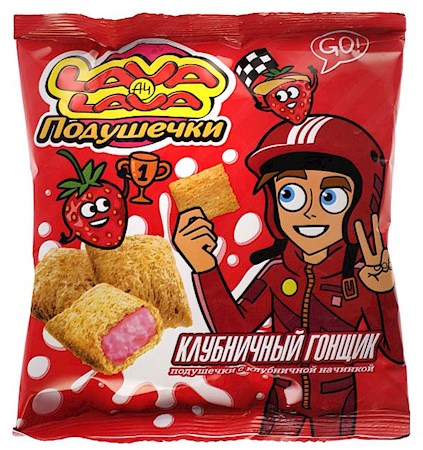 35g Lava Lava Gefüllte Getreidekissen mit Erdbeerfüllung // Подушечки с клубничной начинкой   35g Lava Lava Gefüllte Getreidekissen mit Erdbeerfüllung // Подушечки с клубничной начинкой