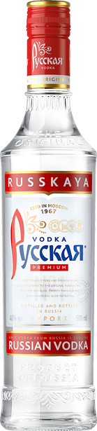 500ml WODKA RUSSKAYA Premium Alc.40%Vol. VODKA ВОДКА РУССКАЯ