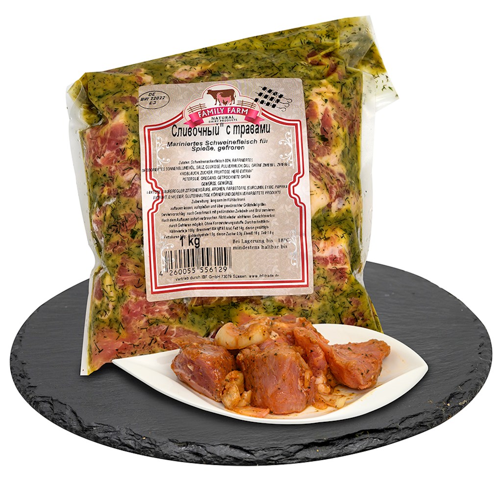 1 kg Schaschlik aus Schweine Nacken "Crema" mit Kräutern //  Шашлык "Сливочный" с травами 1 kg Schaschlik aus Schweine Nacken "Crema" mit Kräutern //  Шашлык "Сливочный" с травами