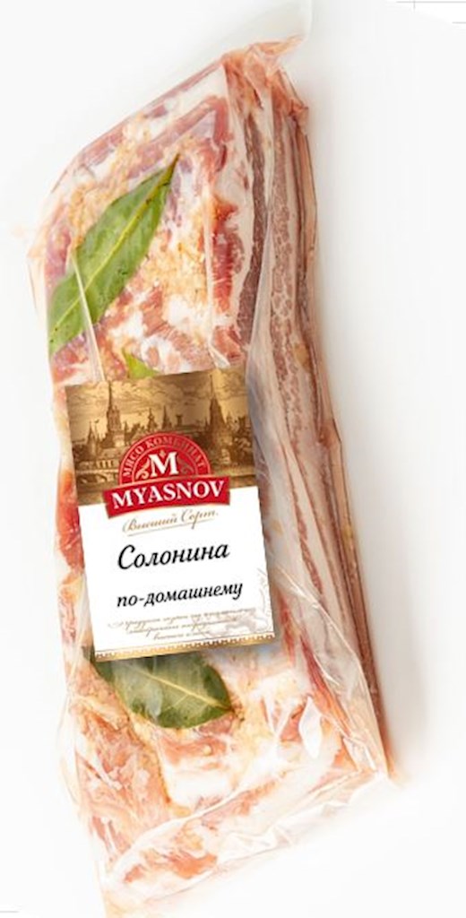 MYASNOV Schweinebauch gepökelt, gesalzen ca. 300g  // Солонина по-домашнему, соленая