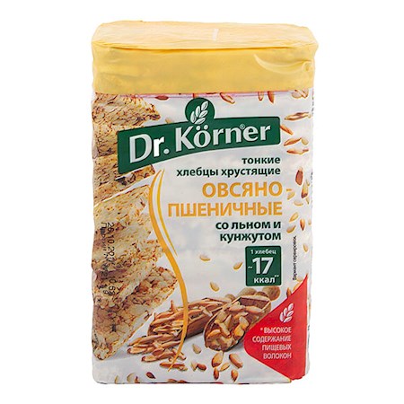 100g Dr. Körner Knäckebrot mit Leinsamen und Sesam // Хлебцы хрустящие со Льном и Кунжутом 