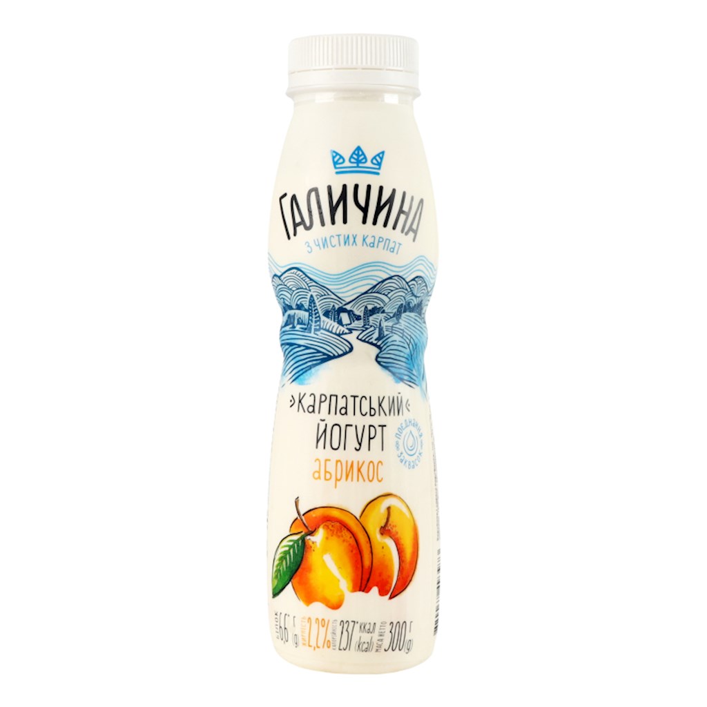 300g Galychyna Drink Joghurt Aprikose 2,2% Fett // Напиток «Йогурт-абрикос» 2,2% 