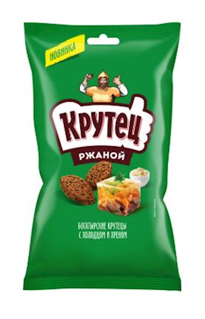 100g Krutec Zwieback mit Sülze/Meerrettichgeschmack // Сухарики ржаные со вкусом холодца с хреном