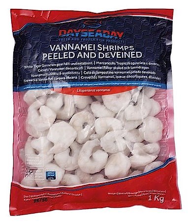 1kg DaySeaDay weiße Tiger Garnelen geschält 31/40 // Белые тигровые креветки, очищенные 31/40