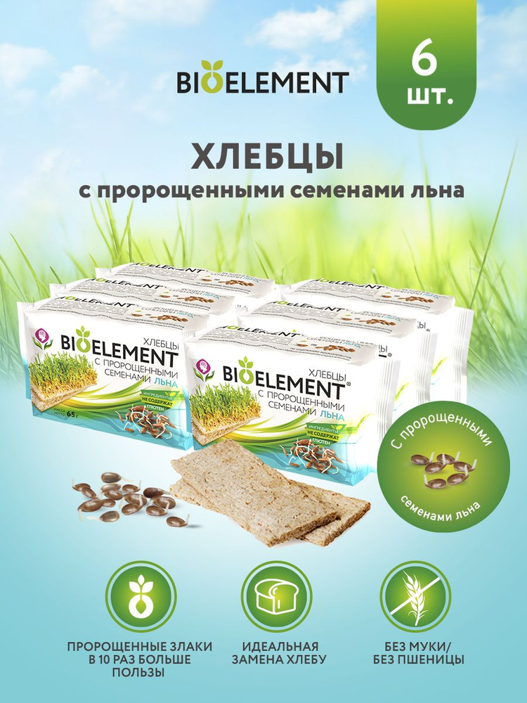 65g Dr. Grain Knäckebrot mit gekeimten Leinsamen  // Dr. Grain БиоЭлемент с Пророщенными семенами льна