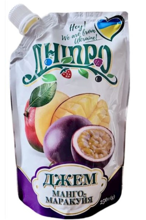 250g Dnipro Brotaufstrich mit Mango-Pissionsfrucht // Днiпро Джем Манго-Маракуйя