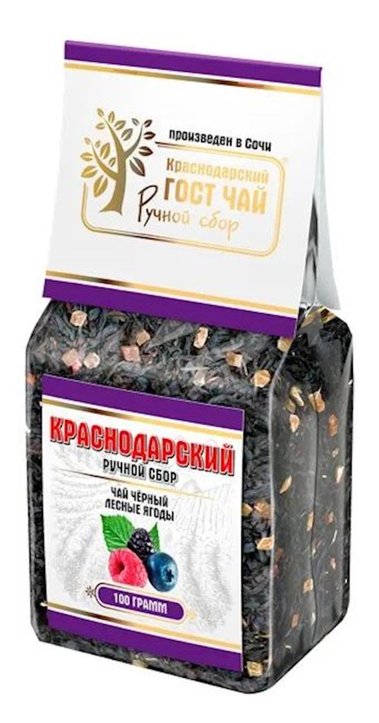 100g KrasnodarGostTee Schwarzer Tee „Waldbeeren“  // Черный чай «Лесные ягоды» 