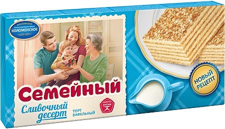 230g Waffeltorte Semeyniy mit Sahnegeschmack // Коломна Торт вафельный Семейный «Сливочный десерт»,