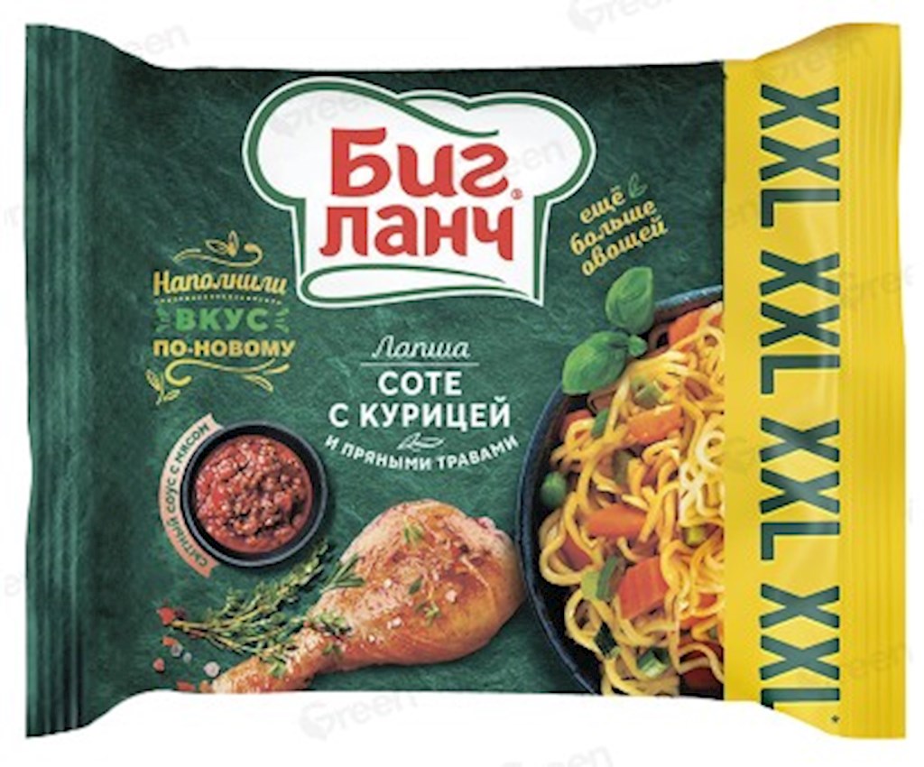 100g Big Lunch Nudel mit geschmortem Huhn XXL // Биг Ланч Лапша Соте с курицей и травами 