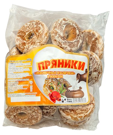 400g Prjaniki Molochnie Kolechki mit Mohn //  Пряник Молочные Колечки с маком