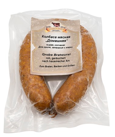 350g Bratwurst grob gegart, geräuchert // Family Farm Колбаса мясная „Домашняя“, копченая