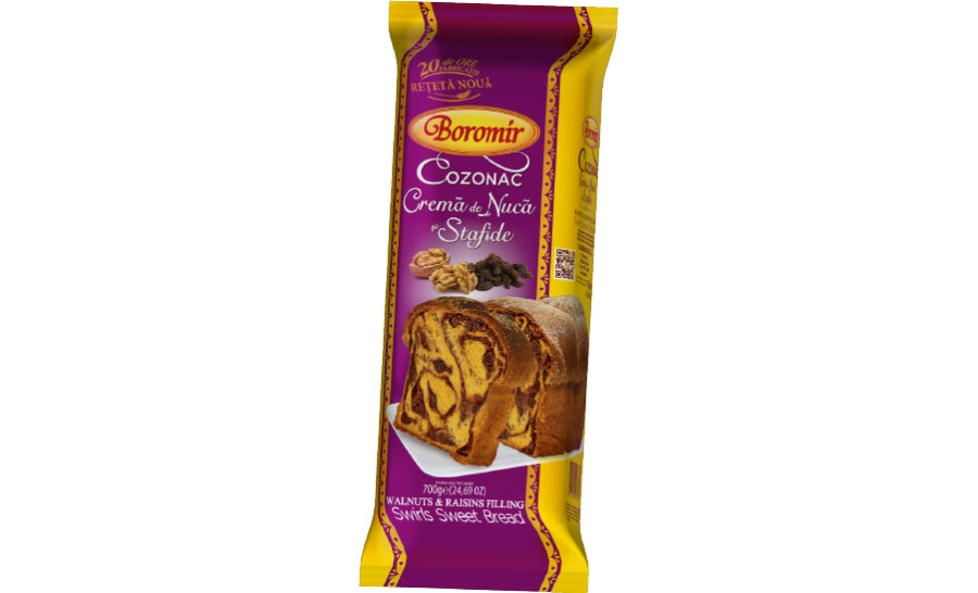 450g Boromir Hefegebäck Cozonac mit Walnusscreme und Rosinen грецкий орех и изюм