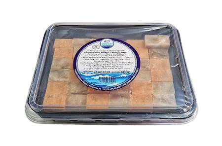 450g Fischwürfel Seelachs, Dorsch, Lachs  -18°C // Рыбные кубики из сайды, трески, лосося