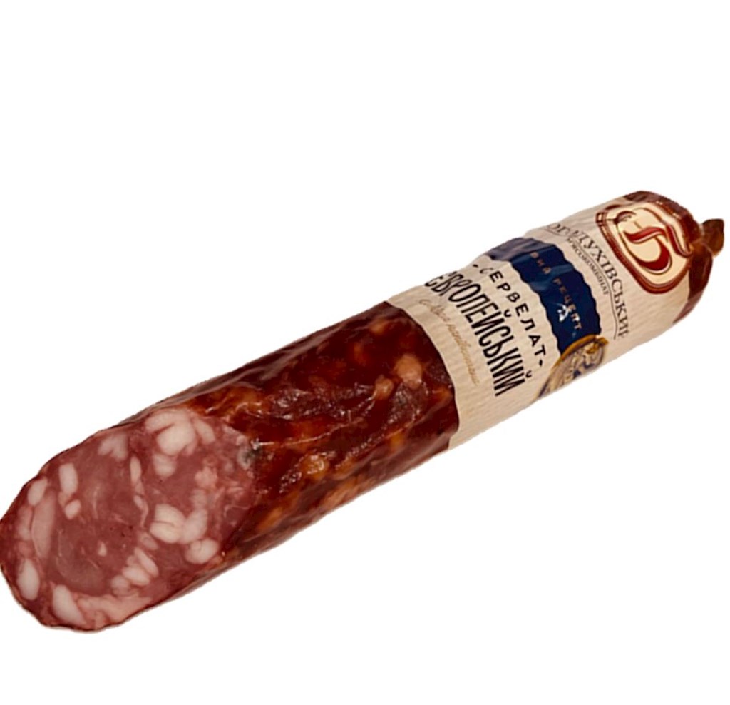 Bogodukhivsky Salami geräuchert "Evropejsij"  ca.300g // Сервелат "Европейский"  полукопченый Bogodukhivsky Salami geräuchert "Evropejsij"  ca.300g // Сервелат "Европейский"  полукопченый
