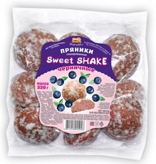 330g BP Prjaniki "Sweet SHAKE" mit Blaubeerengeschmack  //Брестский Пекарь Пряники «Sweet SHAKE» черничные