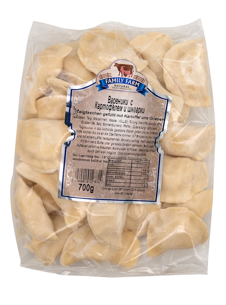 700g Family Bakery Vareniki mit Kartoffel und Grieben //  Вареники с картошкой и шкварки