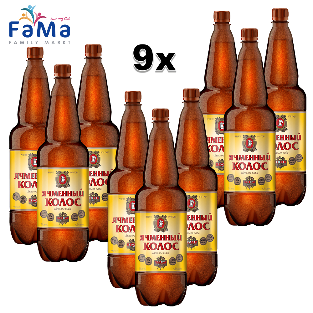 9er Pack Ochakovo Bier Alc.4,5% Vol. Jatschmeny Kolos 1,35 Liter Flasche