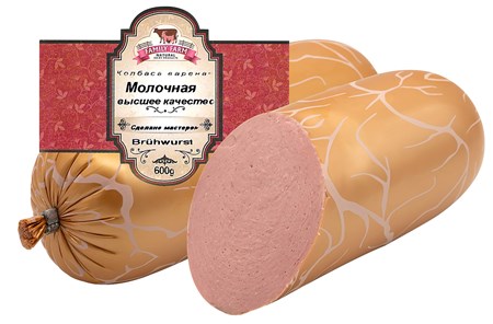 600g Family Farm Meat Brühwurst  Molochnaja // Колбаса вареная Молочная 