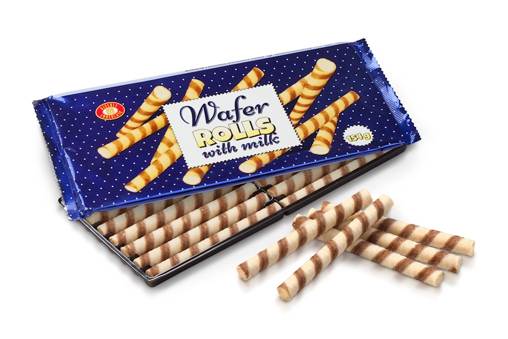 154g BS Waffelröllchen mit Milchgeschmack // Вафельные Трубочки с молочной начинкой