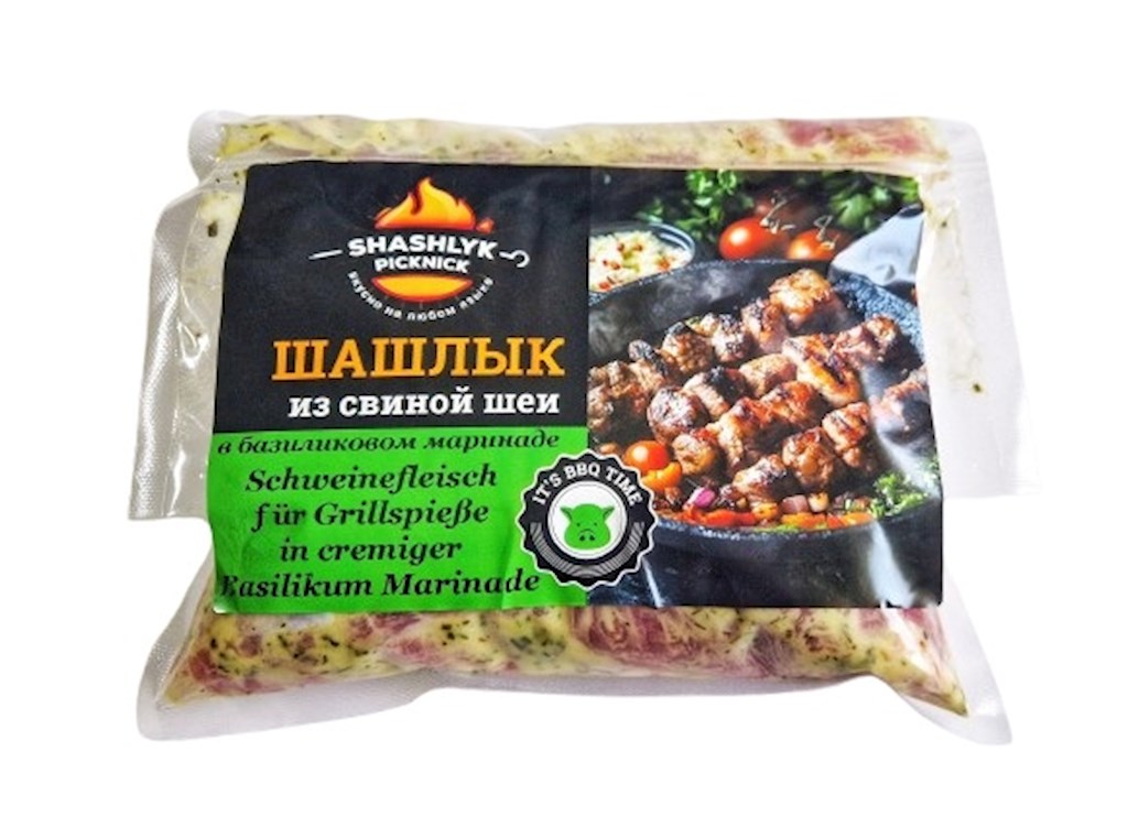 1,0 kg PICKNICK Schaschlik Schwein Basilissimo -18°C //  ПИКНИК Шашлык из свинины Базилиссимо