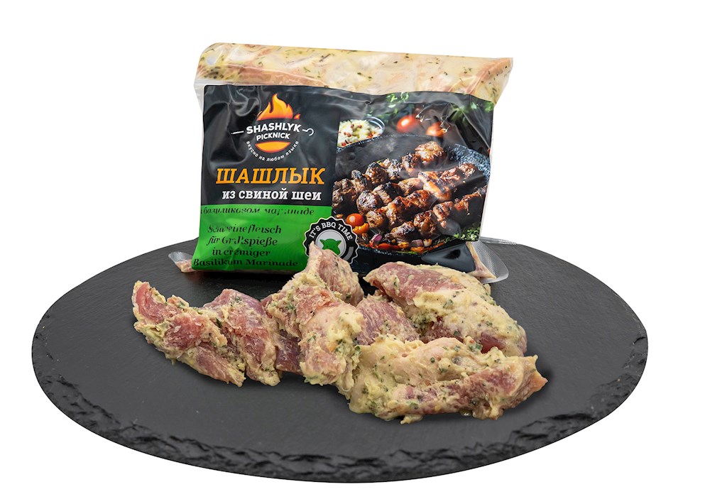 1,0 kg PICKNICK Schaschlik Schwein Basilissimo -18°C //  ПИКНИК Шашлык из свинины Базилиссимо 1,0 kg PICKNICK Schaschlik Schwein Basilissimo -18°C //  ПИКНИК Шашлык из свинины Базилиссимо