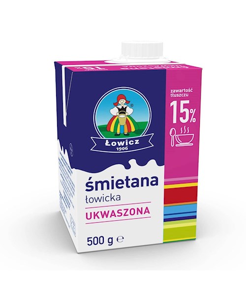 500g Lowicz Schmand wärmebehandelt 15%  //Lowicz Сметана 15% 500г